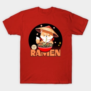 Ramen Lovers Kawaii Dog Eating Ramen Noodles T-Shirt